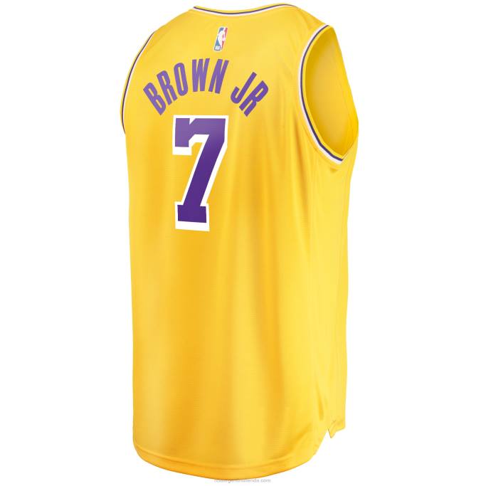 NBA 0F6D2747 los angeles lakers troy brown jr. réplica de camiseta dorada de ruptura rápida