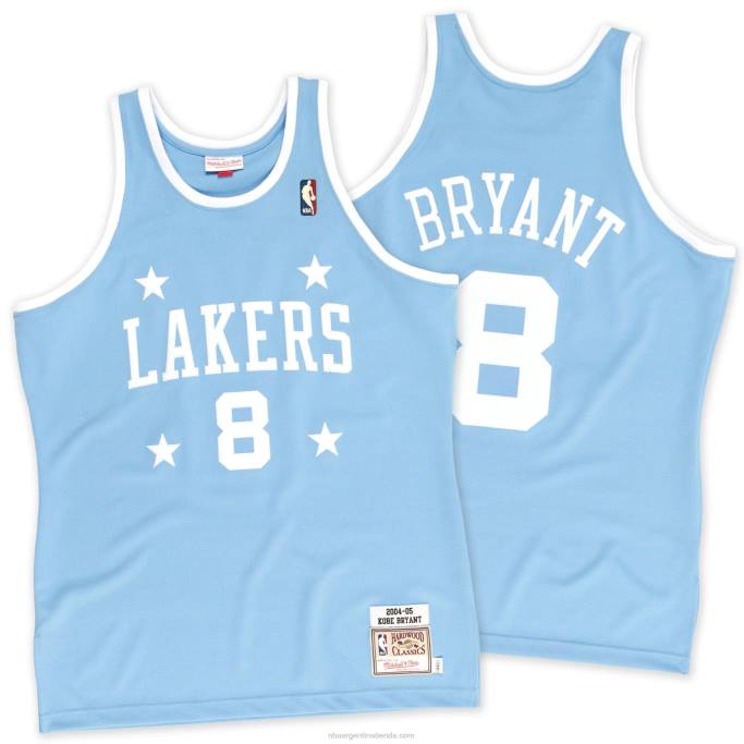 NBA 0F6D2765 Los angeles lakers kobe bryant mitchell & ness camiseta azul claro # 8 auténtico