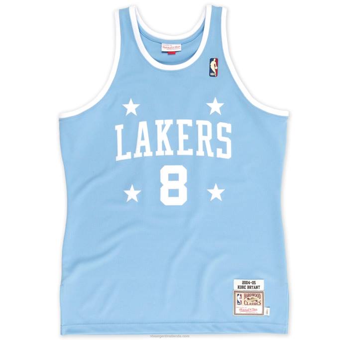 NBA 0F6D2765 Los angeles lakers kobe bryant mitchell & ness camiseta azul claro # 8 auténtico