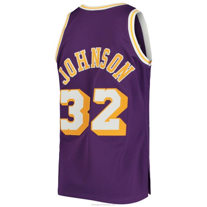 NBA 0F6D2835 los angeles lakers magic johnson mitchell & ness púrpura 1984 hardwood classics auténtico jersey