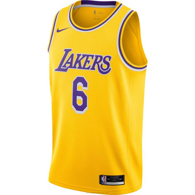 NBA 0F6D33 Los angeles lakers lebron james nike oro # 6 swingman jugador jersey