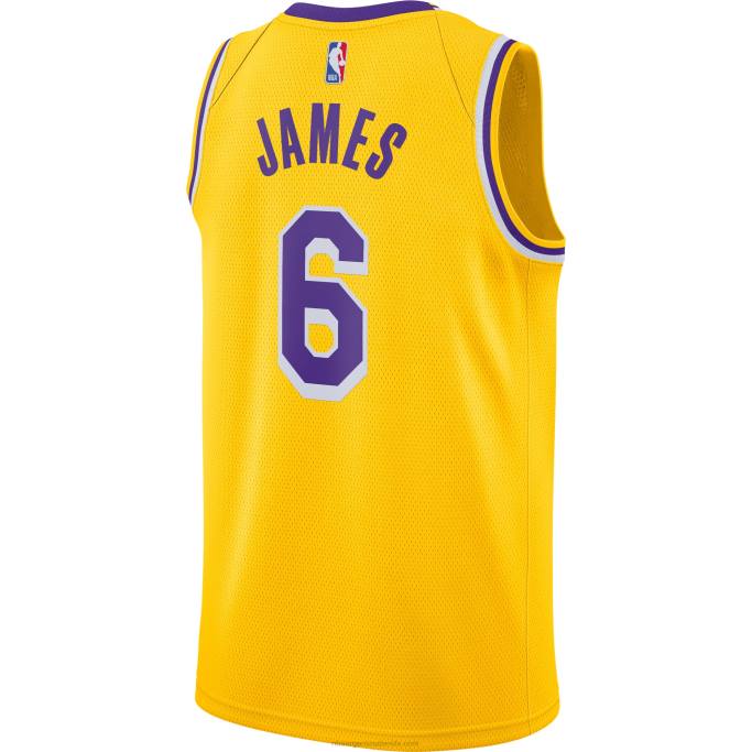 NBA 0F6D33 Los angeles lakers lebron james nike oro # 6 swingman jugador jersey