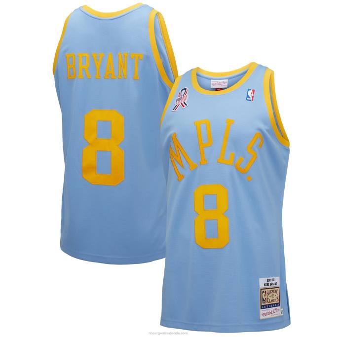 NBA 0F6D353 los angeles lakers kobe bryant mitchell & ness azul claro clásicos de madera dura auténtico jersey