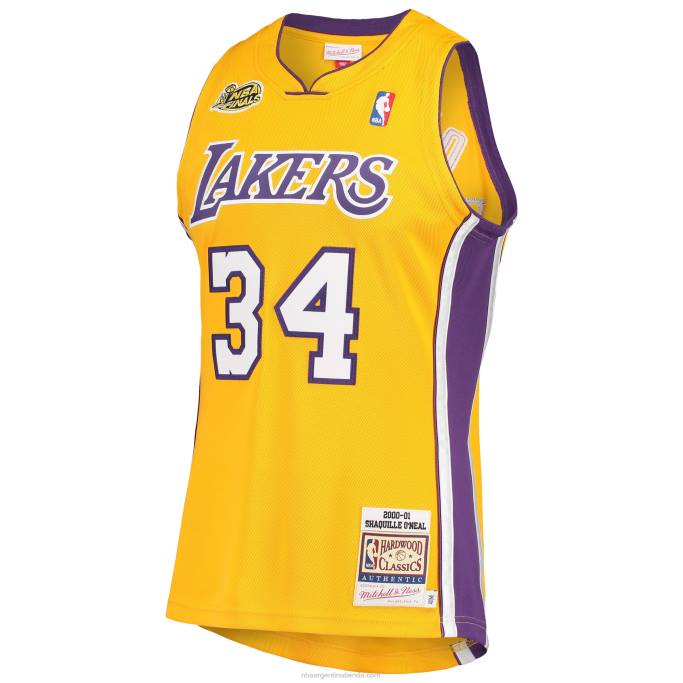 NBA 0F6D3600 los angeles lakers shaquille o'neal gold 2000 final hardwood classics jersey auténtico
