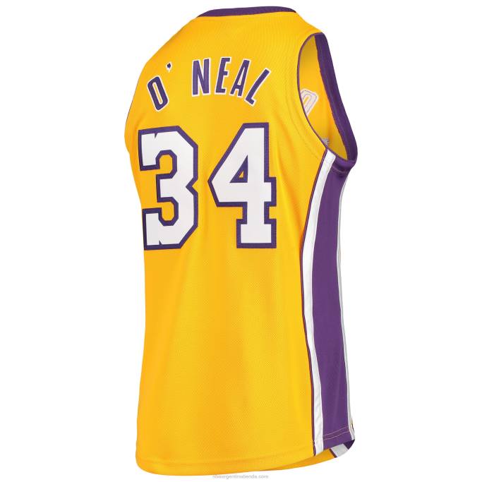 NBA 0F6D3600 los angeles lakers shaquille o'neal gold 2000 final hardwood classics jersey auténtico