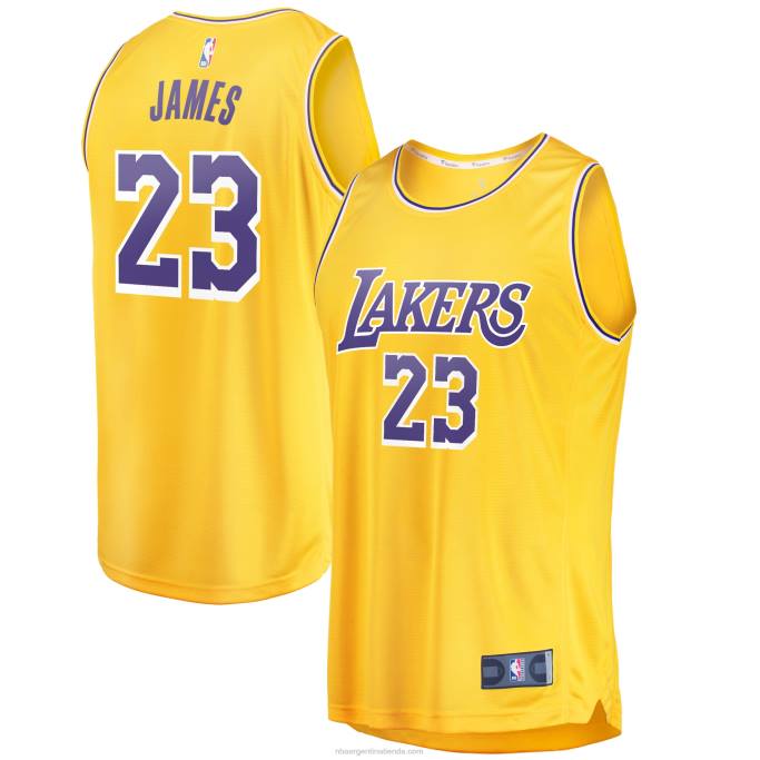NBA 0F6D4346 los angeles lakers lebron james oro fast break réplica jugador camiseta