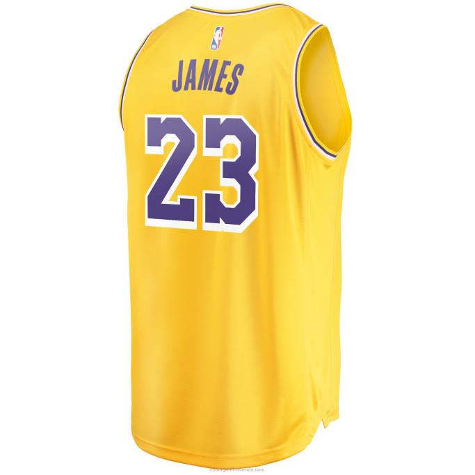 NBA 0F6D4346 los angeles lakers lebron james oro fast break réplica jugador camiseta