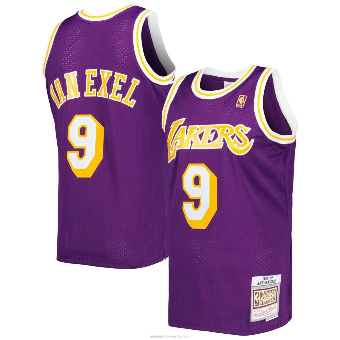 NBA 0F6D4555 mitchell & ness nick van exel púrpura los angeles lakers hardwood classics swingman jersey