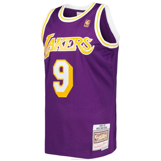NBA 0F6D4555 mitchell & ness nick van exel púrpura los angeles lakers hardwood classics swingman jersey