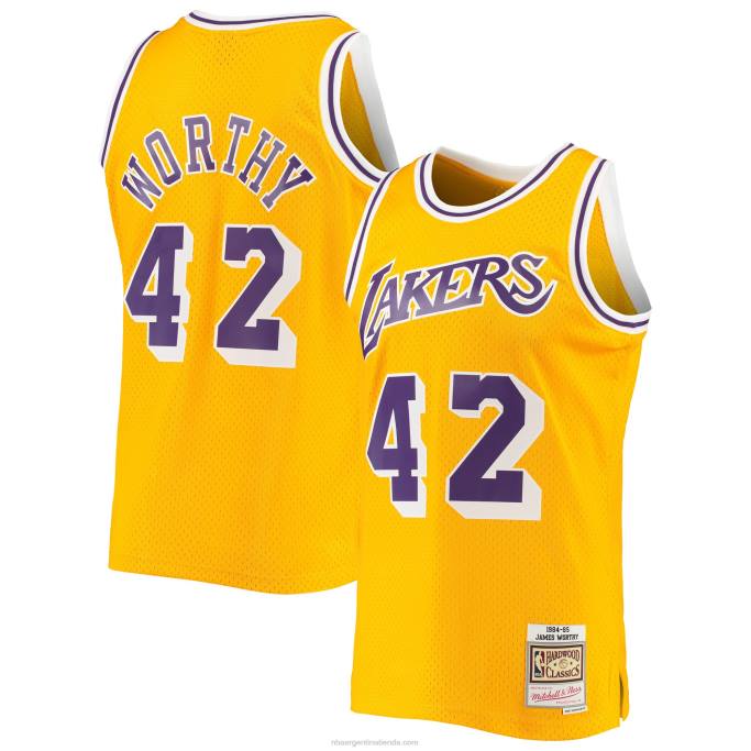 NBA 0F6D4715 los angeles lakers james worthy mitchell & ness oro 1984-85 hardwood classics swingman jersey