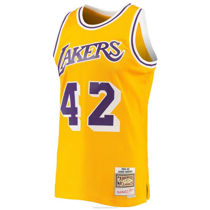NBA 0F6D4715 los angeles lakers james worthy mitchell & ness oro 1984-85 hardwood classics swingman jersey