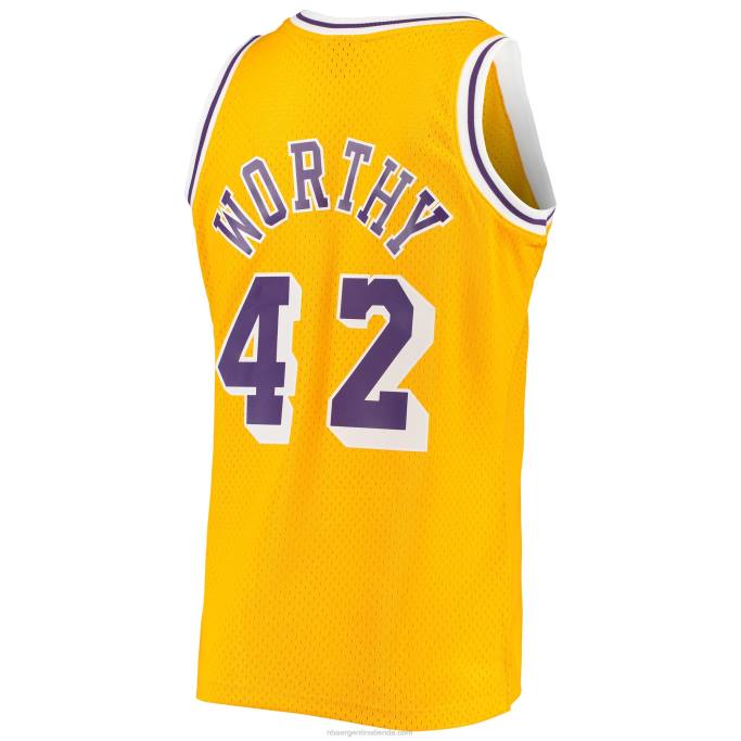NBA 0F6D4715 los angeles lakers james worthy mitchell & ness oro 1984-85 hardwood classics swingman jersey