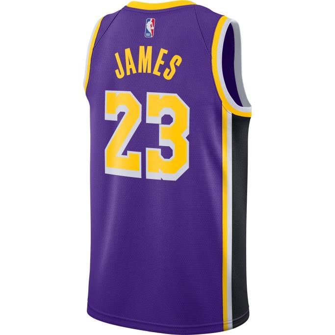 NBA 0F6D4776 los angeles lakers lebron james jordan marca púrpura swingman jersey