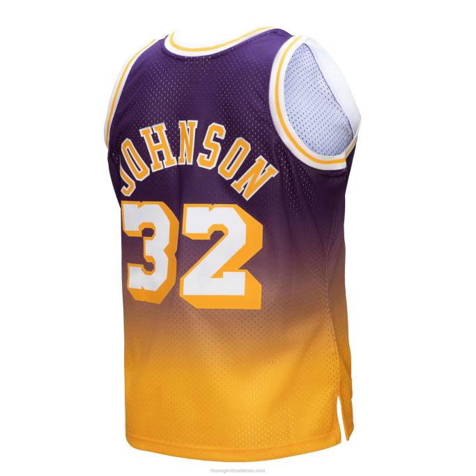 NBA 0F6D525 los angeles lakers magic johnson gold/purple hardwood classics fadeaway swingman player jersey