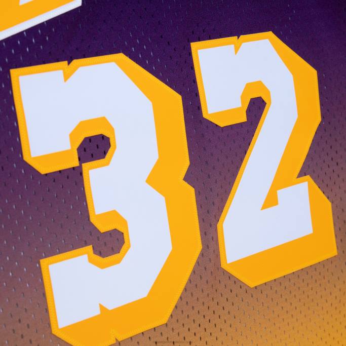 NBA 0F6D525 los angeles lakers magic johnson gold/purple hardwood classics fadeaway swingman player jersey