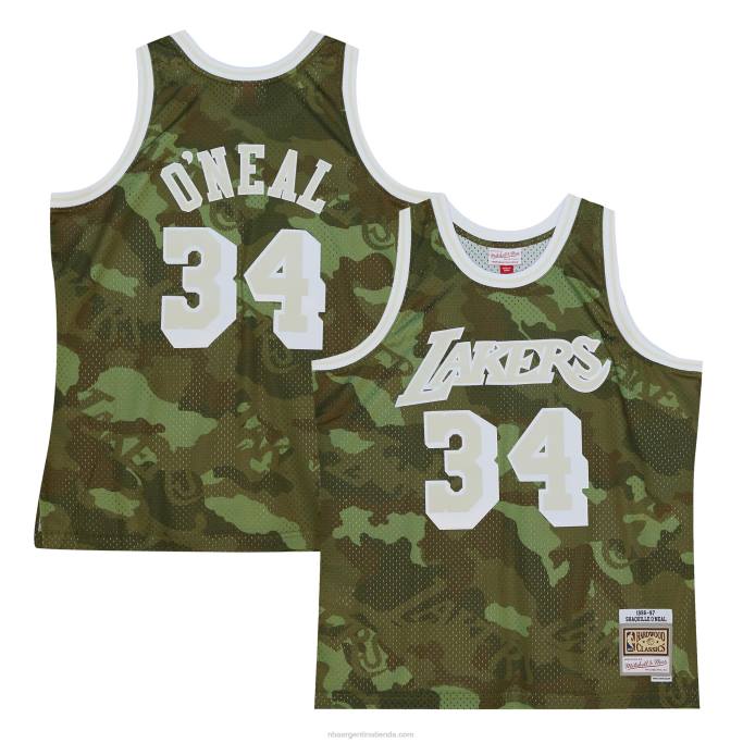 NBA 0F6D5351 los angeles lakers shaquille o'neal camo hardwood classics fantasma verde swingman jersey