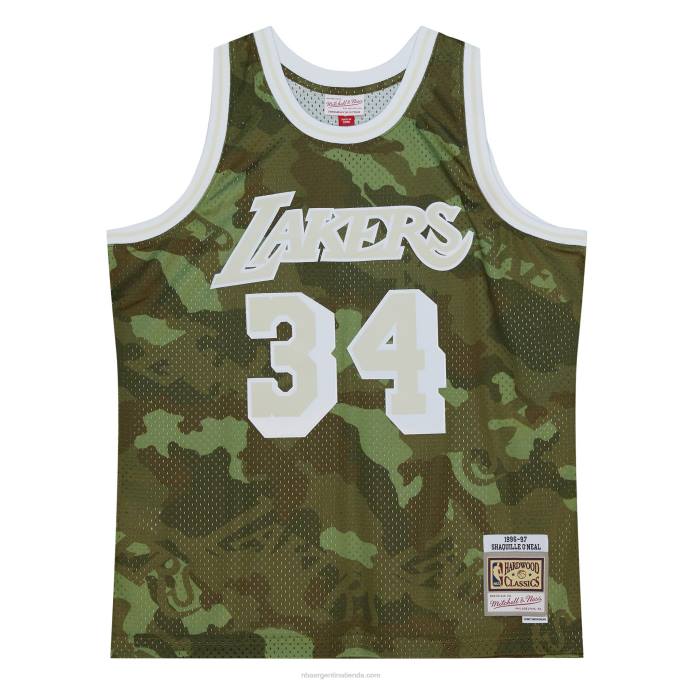 NBA 0F6D5351 los angeles lakers shaquille o'neal camo hardwood classics fantasma verde swingman jersey
