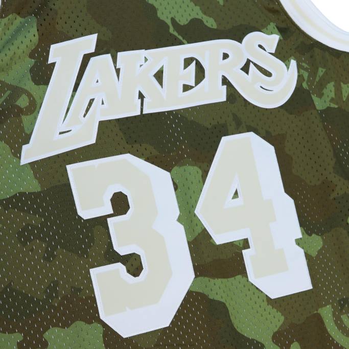 NBA 0F6D5351 los angeles lakers shaquille o'neal camo hardwood classics fantasma verde swingman jersey