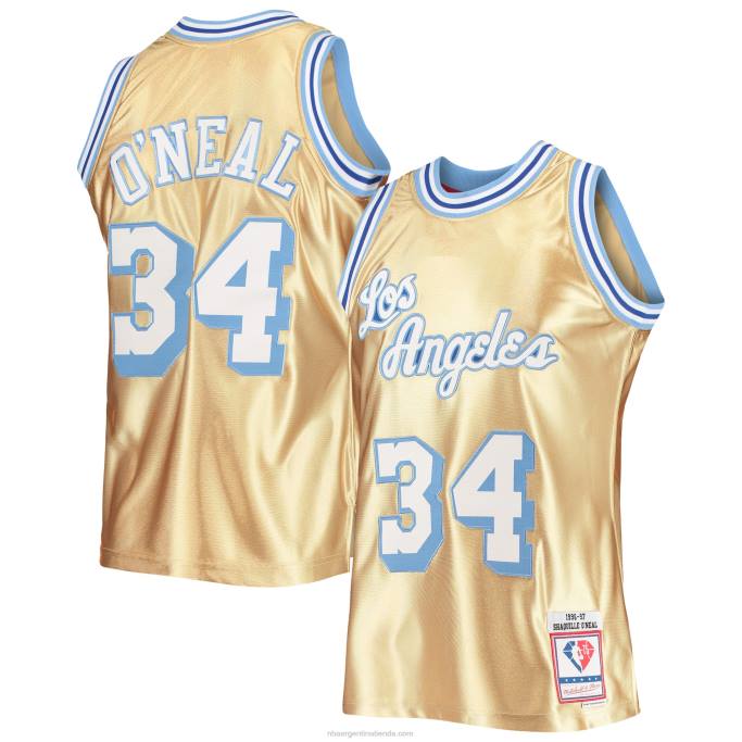 NBA 0F6D5489 los angeles lakers shaquille o'neal oro 75 aniversario hardwood classics swingman jersey