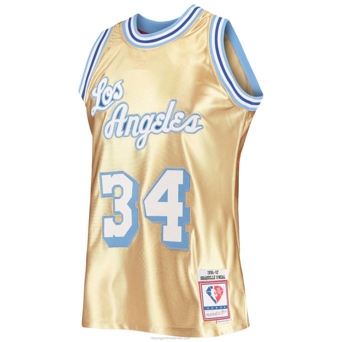 NBA 0F6D5489 los angeles lakers shaquille o'neal oro 75 aniversario hardwood classics swingman jersey