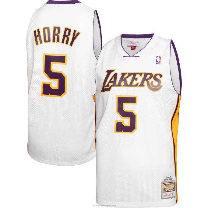 NBA 0F6D5607 los angeles lakers robert horry mitchell & ness white hardwood classics swingman jersey