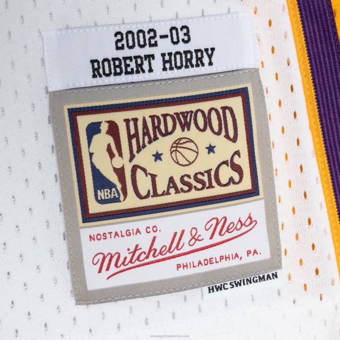 NBA 0F6D5607 los angeles lakers robert horry mitchell & ness white hardwood classics swingman jersey