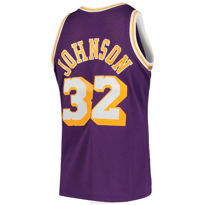 NBA 0F6D6444 los angeles lakers magic johnson purple 1984-85 hardwood classics swingman player jersey