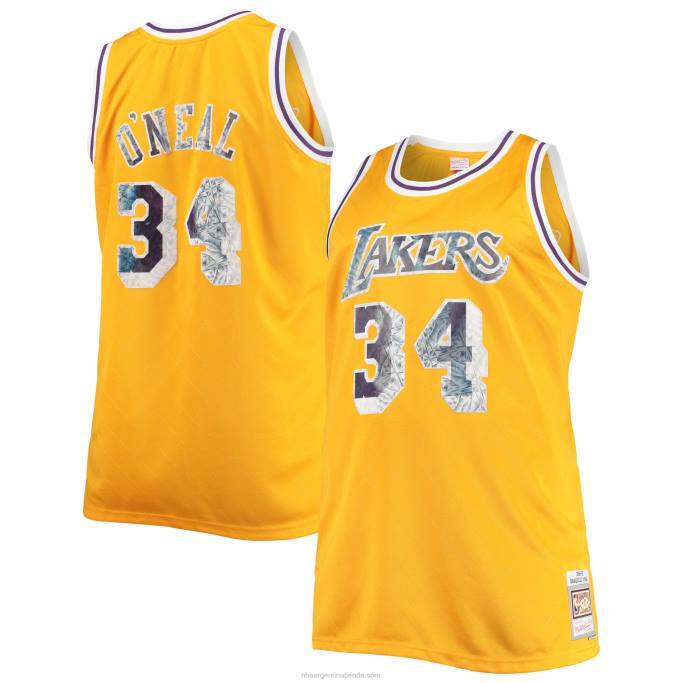 NBA 0F6D6850 los angeles lakers shaquille o'neal oro grande y alto 75 aniversario diamante swingman jersey