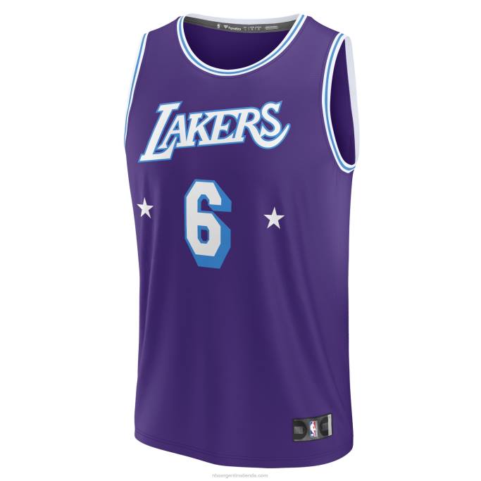 NBA 0F6D7041 los angeles lakers lebron james púrpura fast break réplica jersey