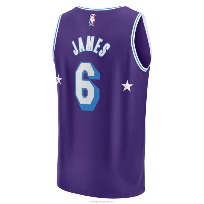 NBA 0F6D7041 los angeles lakers lebron james púrpura fast break réplica jersey