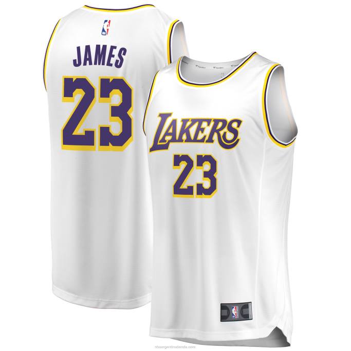 NBA 0F6D70 Los angeles lakers lebron james blanco fast break replica jersey