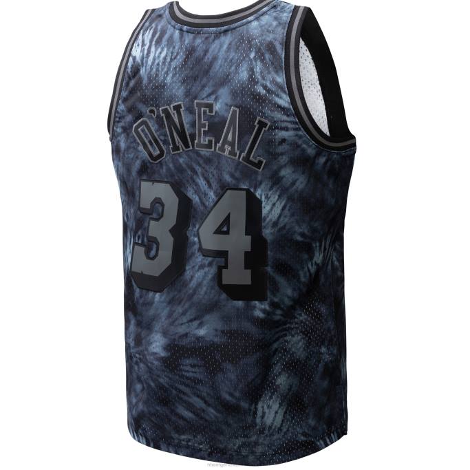 NBA 0F6D7257 los angeles lakers shaquille o'neal mitchell & ness negro hardwood classics tie-dye swingman jersey