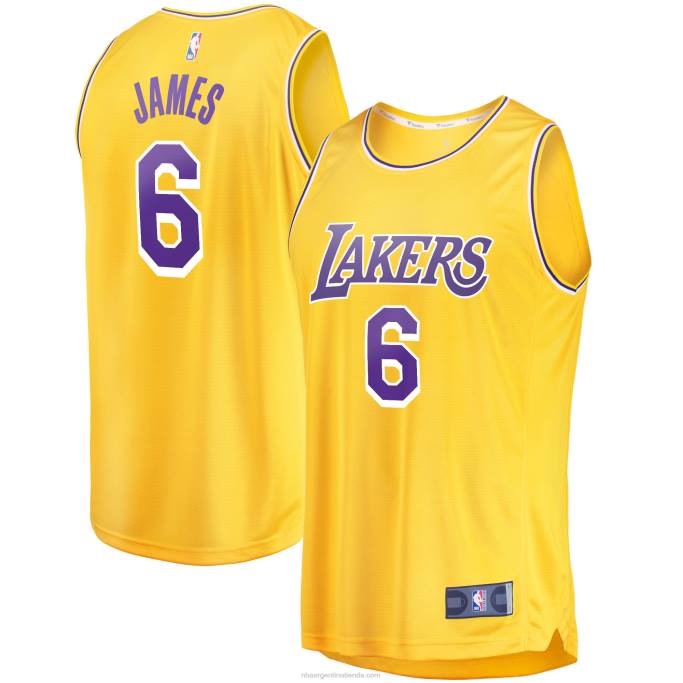 NBA 0F6D72 réplica de camiseta de los angeles lakers lebron james gold fast break