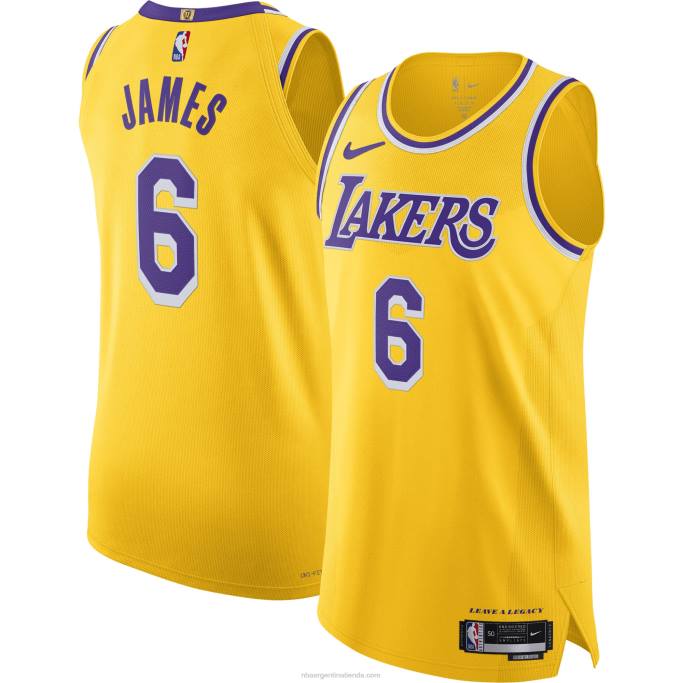 NBA 0F6D730 Los angeles lakers lebron james nike oro auténtico playera de jugador