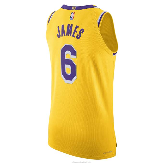 NBA 0F6D730 Los angeles lakers lebron james nike oro auténtico playera de jugador