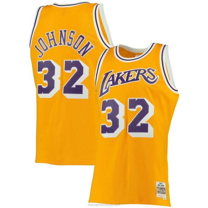 NBA 0F6D733 los angeles lakers magic johnson mitchell & ness gold big & tall hardwood classics jersey
