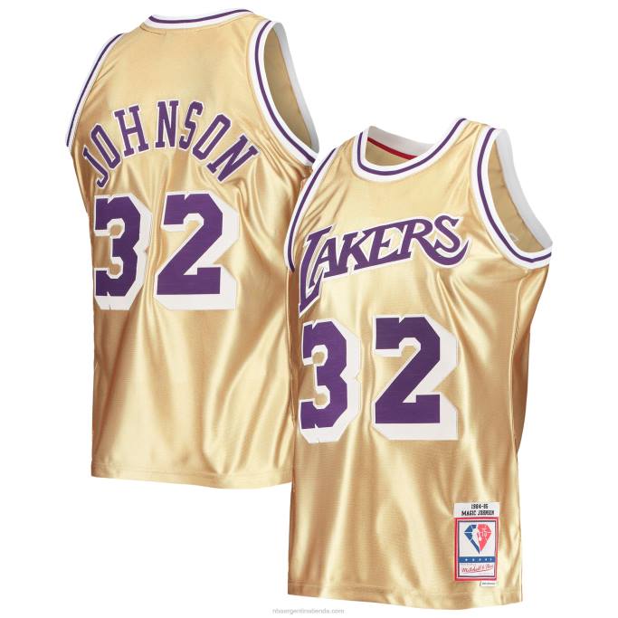 NBA 0F6D7539 los angeles lakers magic johnson oro 75 aniversario 1984-85 hardwood classics swingman jersey