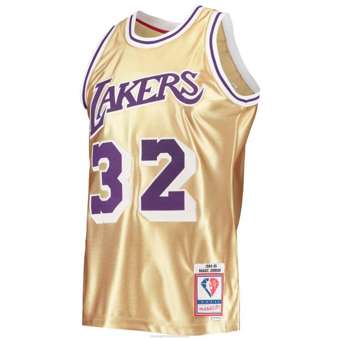 NBA 0F6D7539 los angeles lakers magic johnson oro 75 aniversario 1984-85 hardwood classics swingman jersey