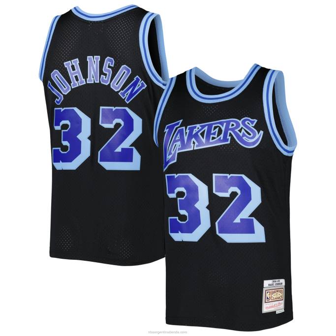 NBA 0F6D8061 camiseta los angeles lakers magic johnson black 1984-85 hardwood classics recarga 3.0 swingman