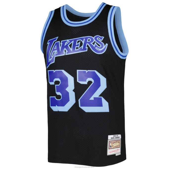 NBA 0F6D8061 camiseta los angeles lakers magic johnson black 1984-85 hardwood classics recarga 3.0 swingman