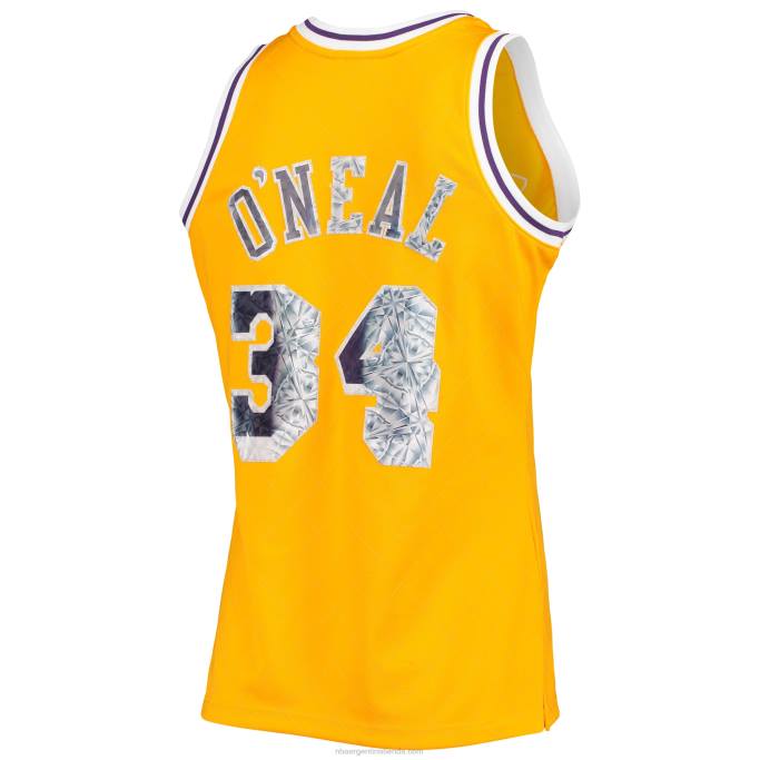 NBA 0F6D8128 los angeles lakers shaquille o'neal oro madera dura clásicos 75 aniversario diamante swingman jersey