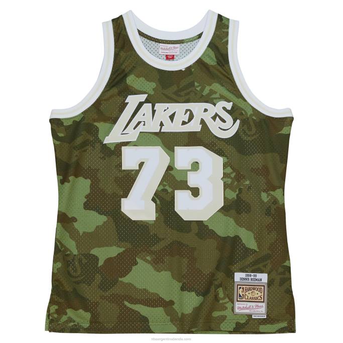NBA 0F6D8454 los angeles lakers dennis rodman mitchell & ness camo hardwood classics ghost green swingman jersey