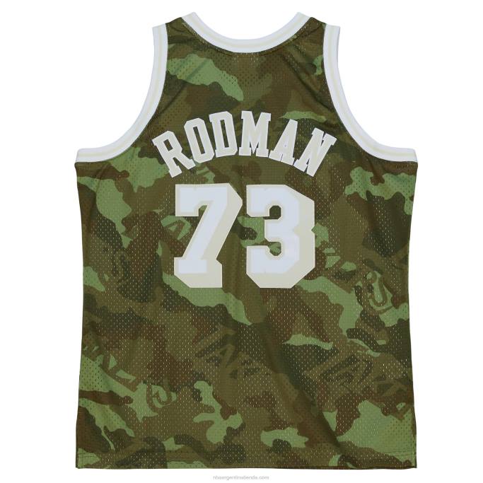 NBA 0F6D8454 los angeles lakers dennis rodman mitchell & ness camo hardwood classics ghost green swingman jersey