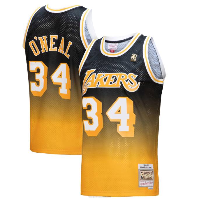 NBA 0F6D8460 los angeles lakers shaquille o'neal oro / negro hardwood classics fadeaway swingman player jersey