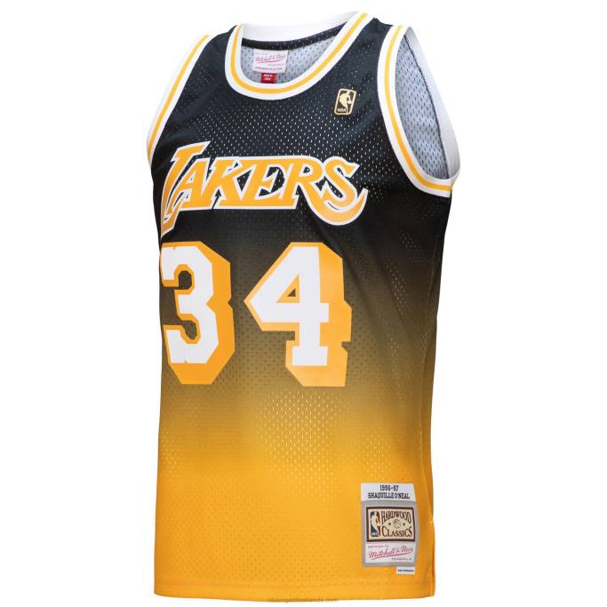 NBA 0F6D8460 los angeles lakers shaquille o'neal oro / negro hardwood classics fadeaway swingman player jersey