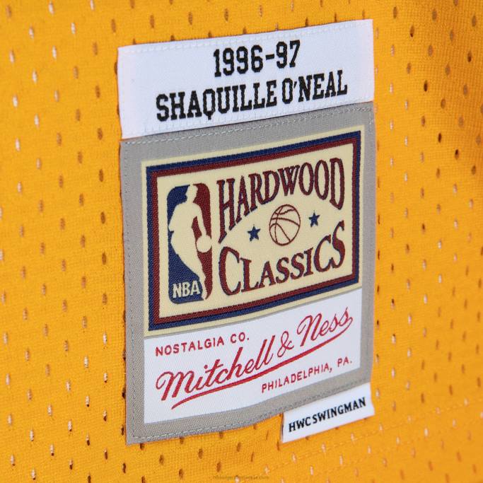 NBA 0F6D8460 los angeles lakers shaquille o'neal oro / negro hardwood classics fadeaway swingman player jersey