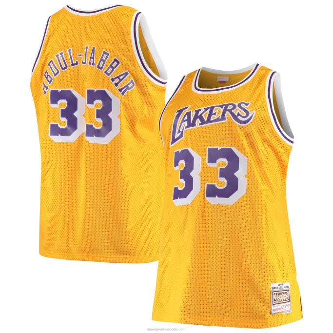 NBA 0F6D866 los angeles lakers kareem abdul-jabbar mitchell & ness gold big & tall hardwood classics jersey