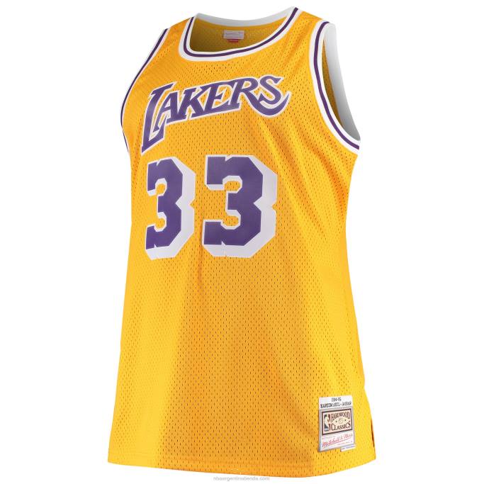 NBA 0F6D866 los angeles lakers kareem abdul-jabbar mitchell & ness gold big & tall hardwood classics jersey