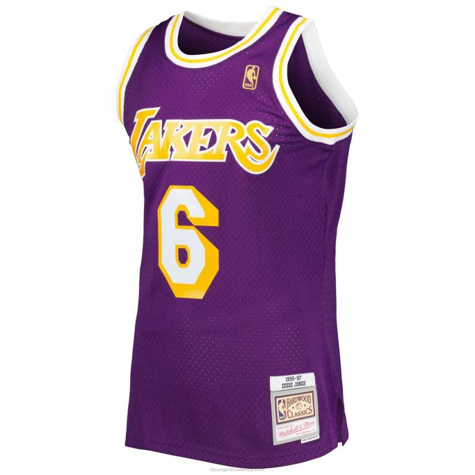NBA 0F6D8714 los angeles lakers eddie jones mitchell & ness púrpura hardwood classics swingman jersey