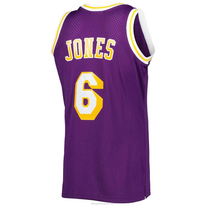 NBA 0F6D8714 los angeles lakers eddie jones mitchell & ness púrpura hardwood classics swingman jersey